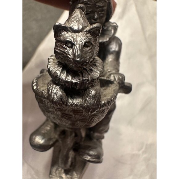 Michael Ricker Pewter Tricycle Clown Figurine With Cat - Picture 6 of 9